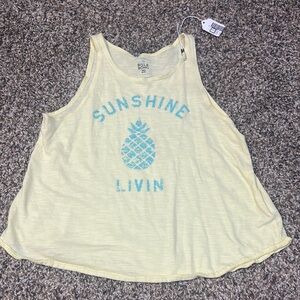 Billabong Cream Graphic Sleeveless Tank Top